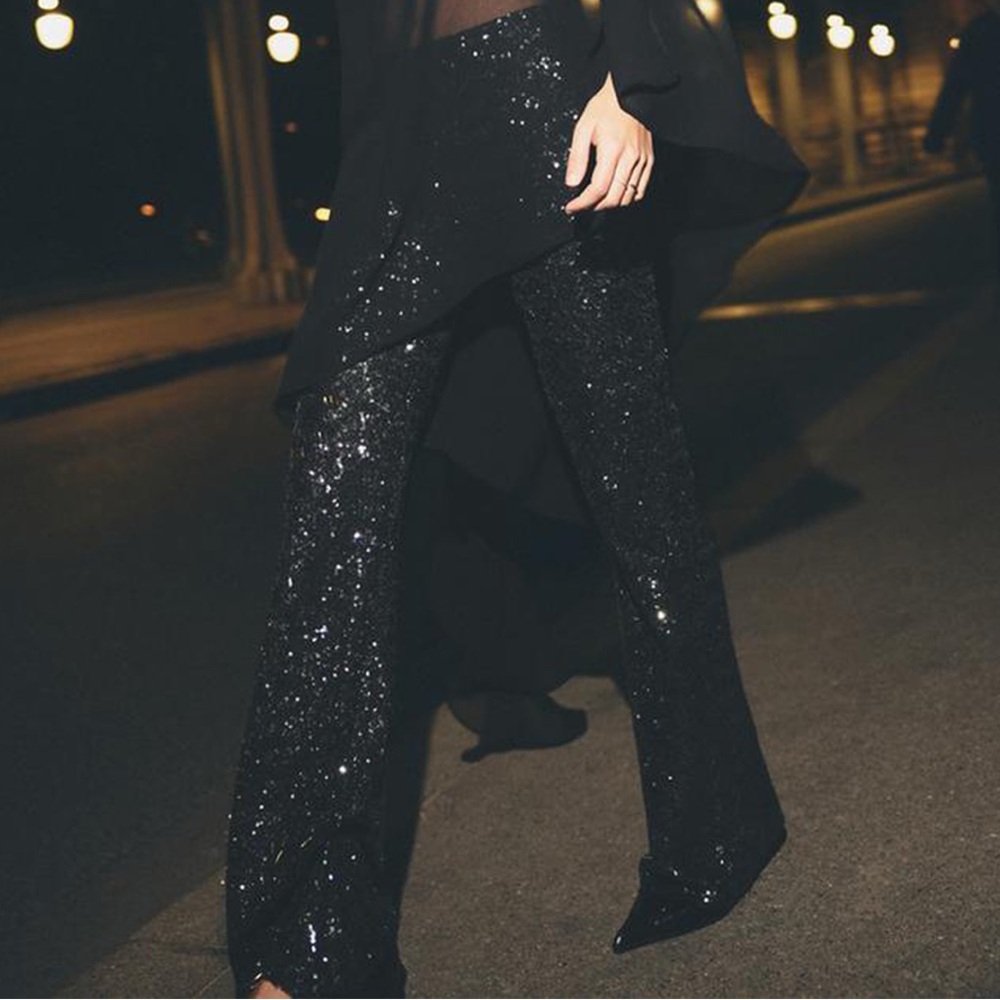 Zara Flared Sequin Legging Pants